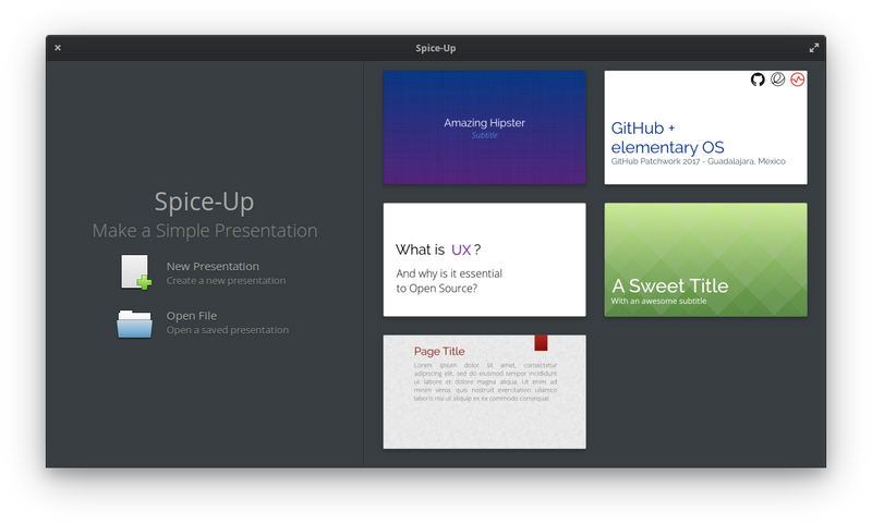 Spice-Up’s gradient tool, templates, and welcome screen.