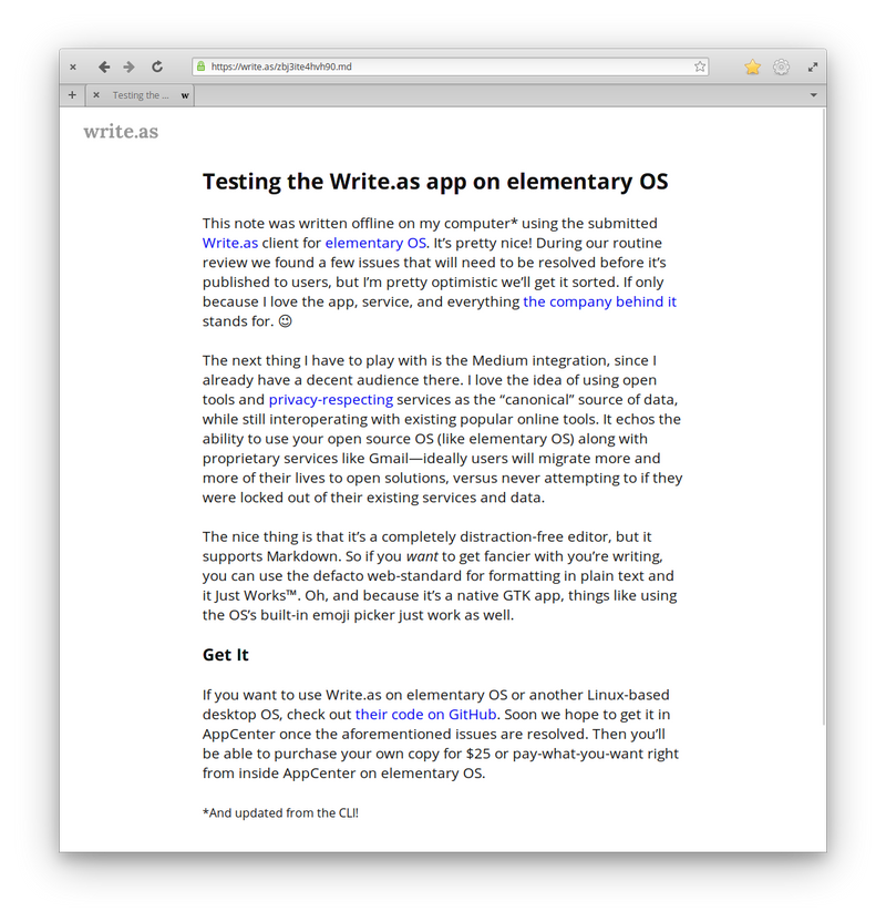 Screenshot of web UI