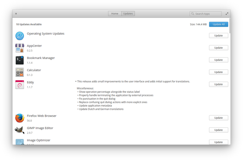 Eddy’s release description when expanded in the Updates view.