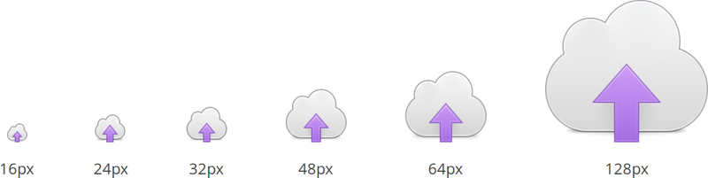 Many icons are now fully-hinted in 6 sizes