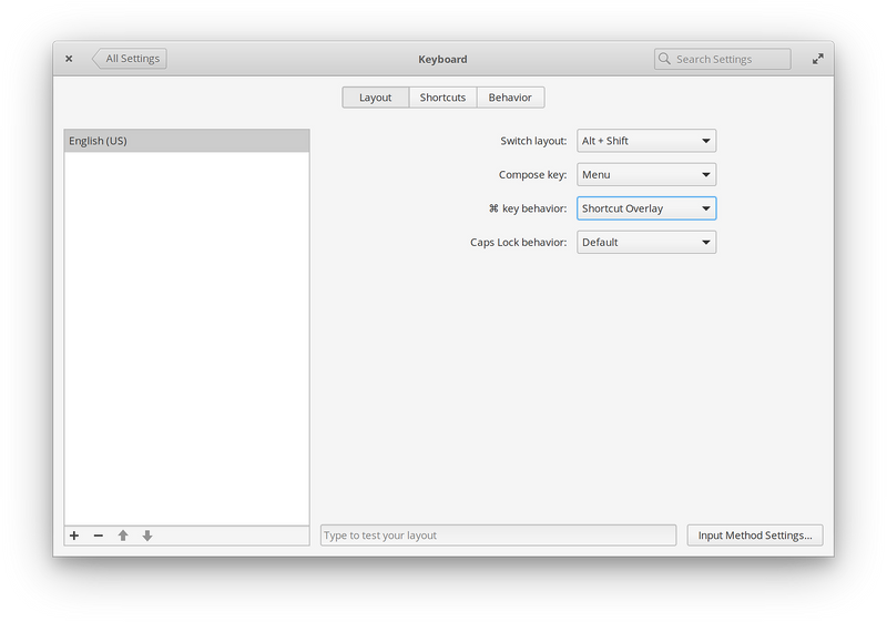 Keyboard settings