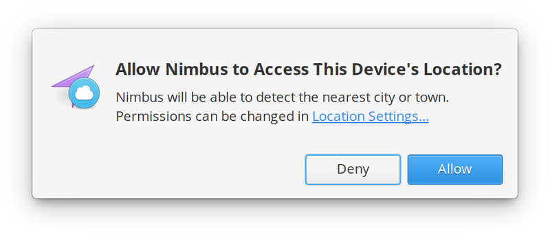 Location Services dialog