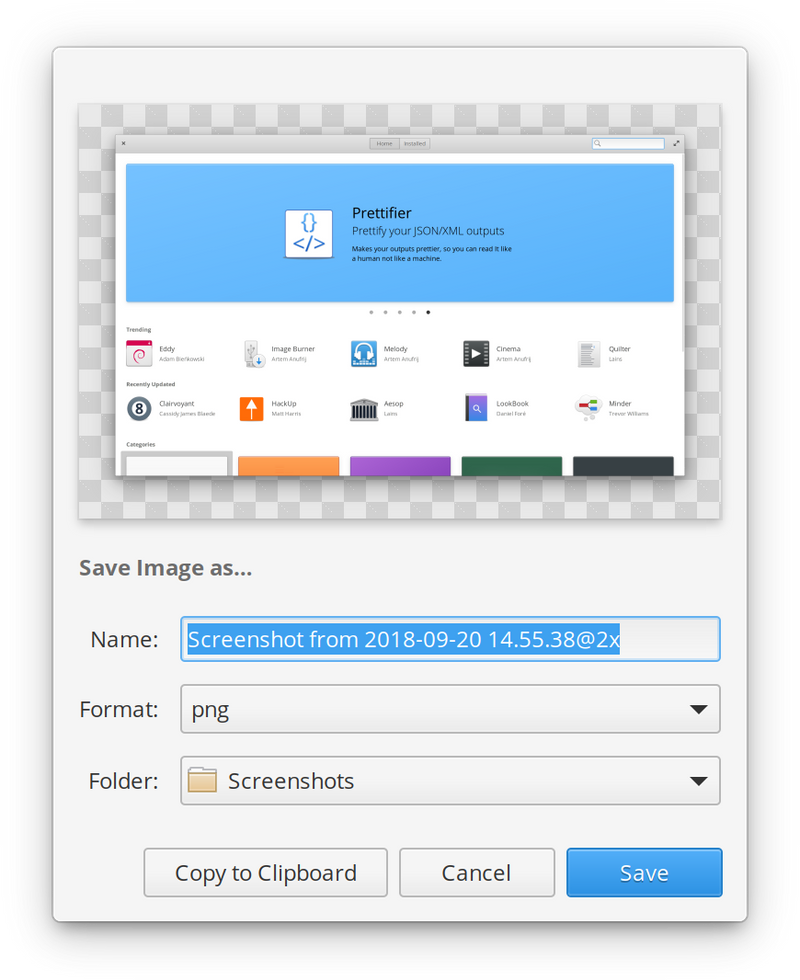 Screenshot preview