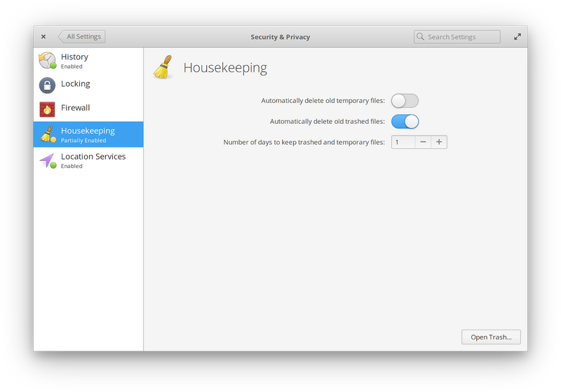 Housekeeping settings