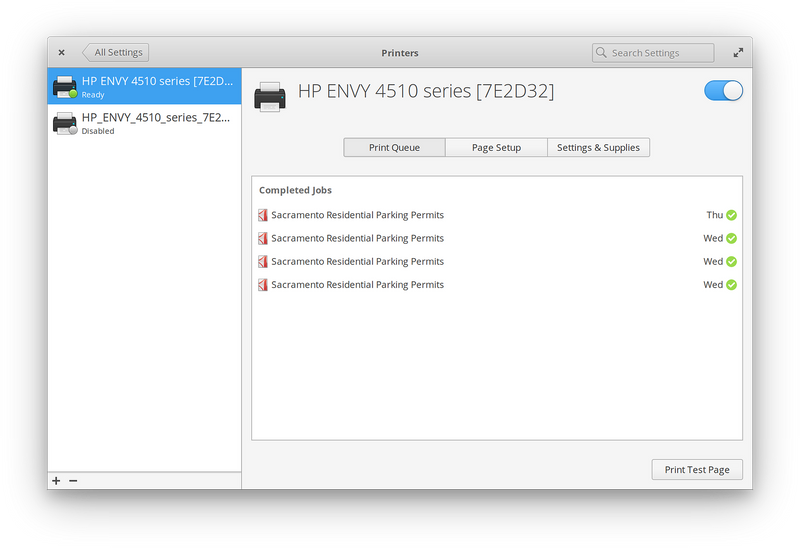 Printers settings