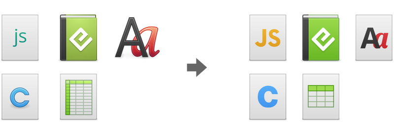 Old vs. new icons