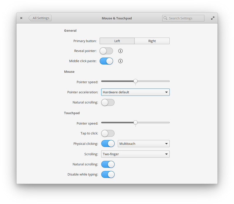 Mouse & Touchpad settings