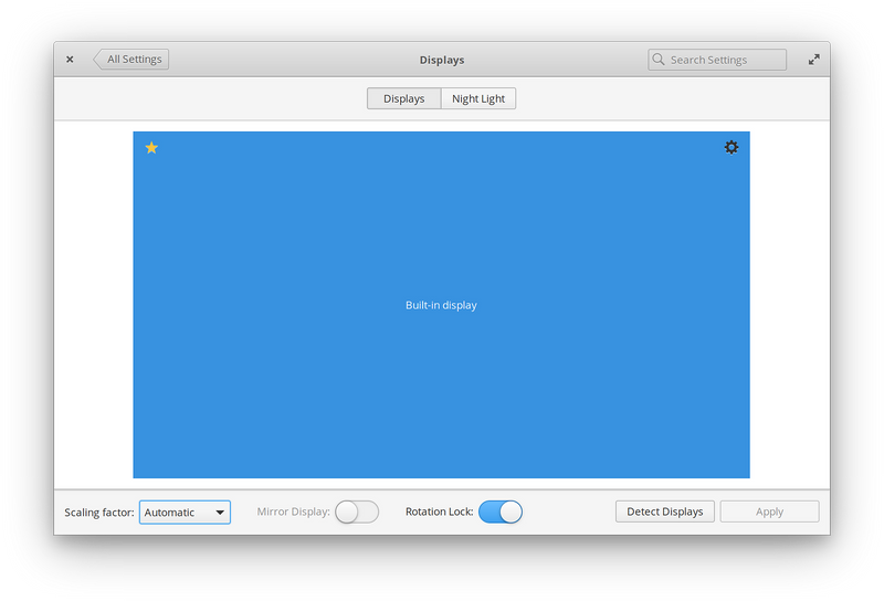 Displays settings