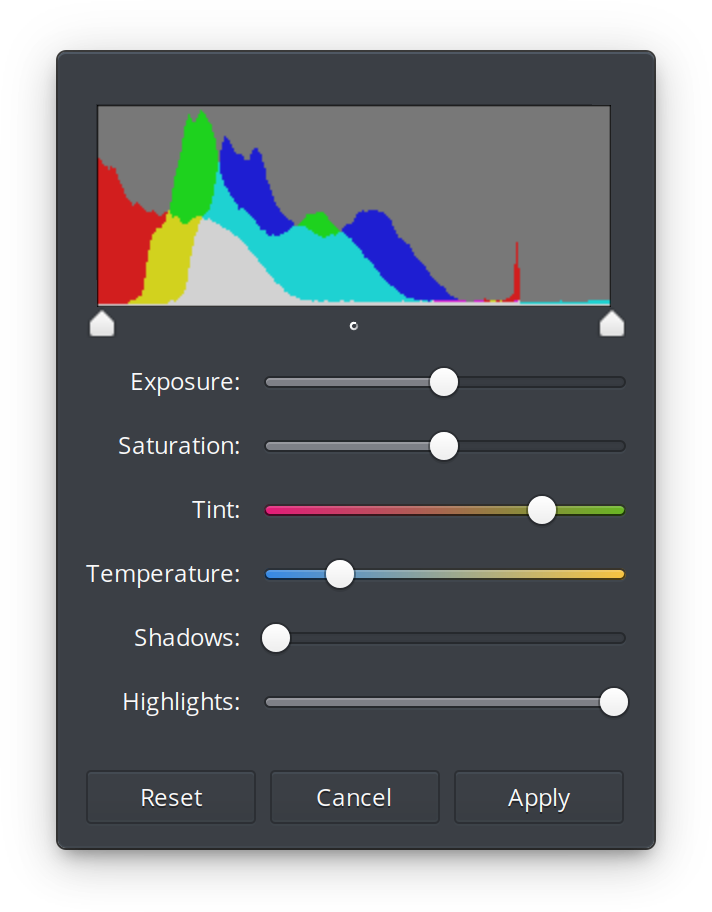Adjustment dialog