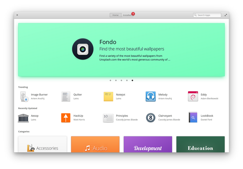 AppCenter home page with new, trending, and recently updated apps
