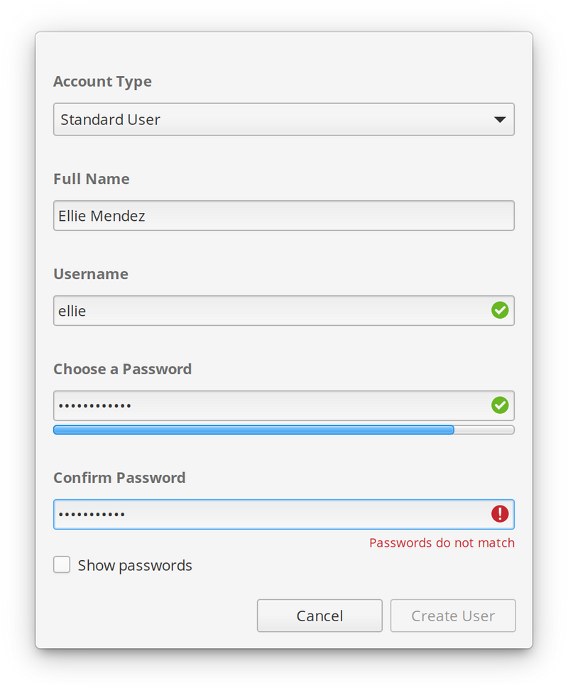 New user creation