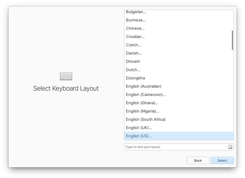 Initial Setup Keyboard page