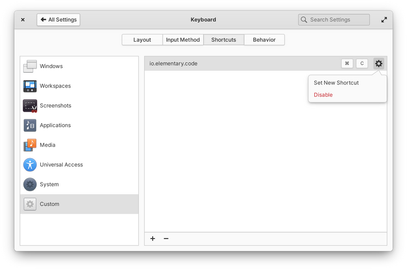 Custom keyboard shortcuts design