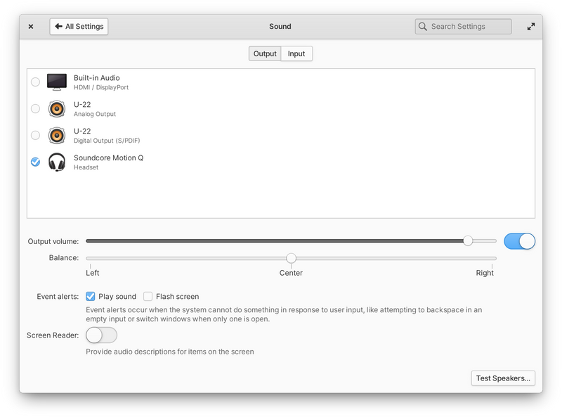 Sound settings