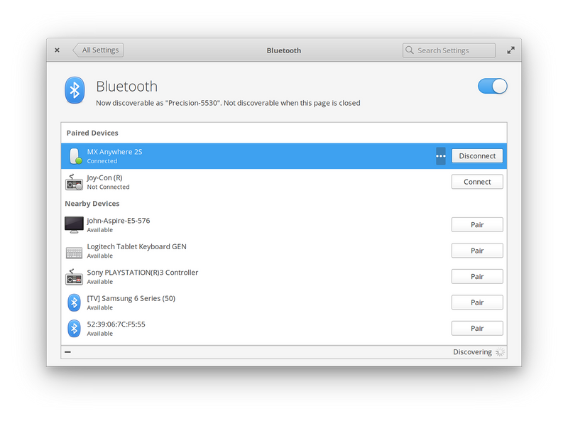 Bluetooth settings
