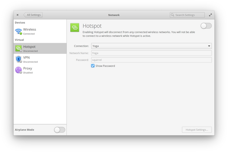 Hotspot settings