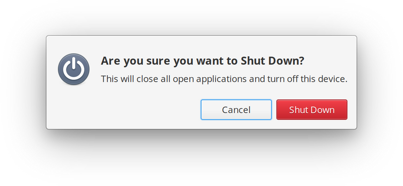 Shut Down dialog