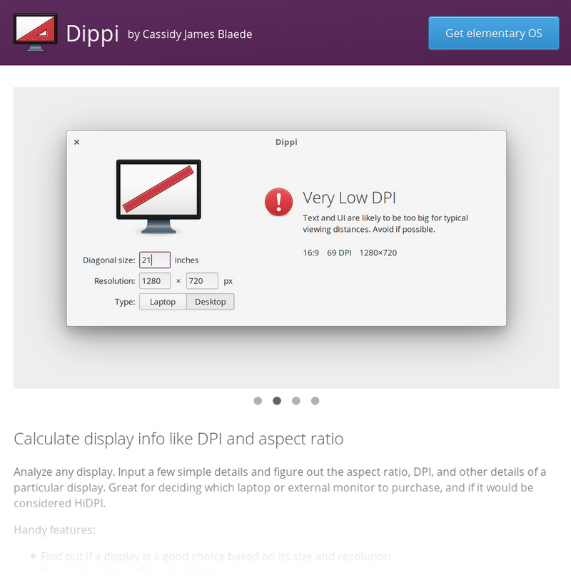 Preview of a web-based app listing