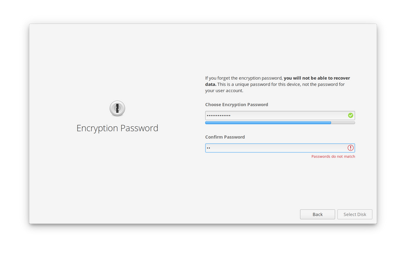 New Disk Encryption prototype views