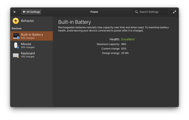 Screenshot of battery health